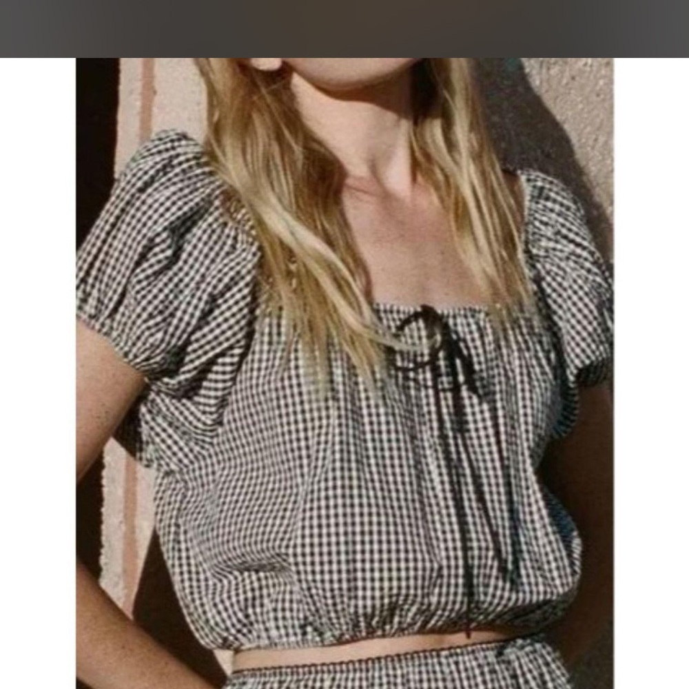 Doen Hilary Gingham Puff Sleeve Top